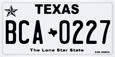 TX license plate BCA0227