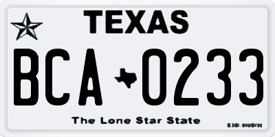 TX license plate BCA0233