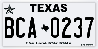 TX license plate BCA0237