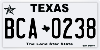 TX license plate BCA0238