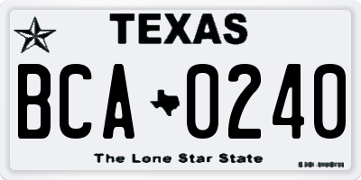 TX license plate BCA0240