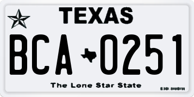TX license plate BCA0251