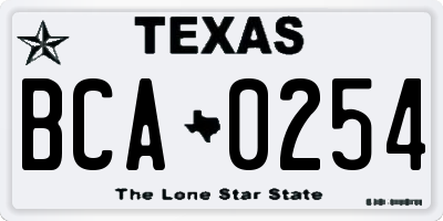 TX license plate BCA0254