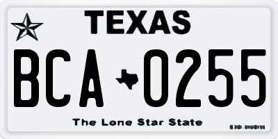 TX license plate BCA0255