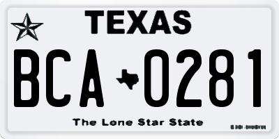 TX license plate BCA0281