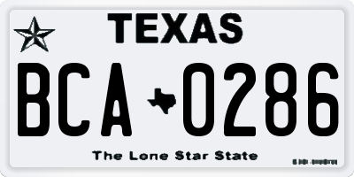 TX license plate BCA0286
