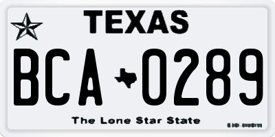 TX license plate BCA0289