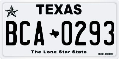TX license plate BCA0293