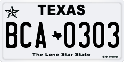 TX license plate BCA0303