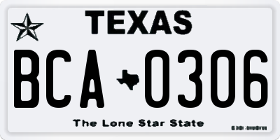 TX license plate BCA0306