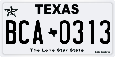 TX license plate BCA0313