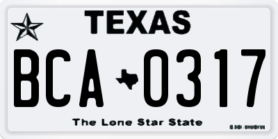 TX license plate BCA0317