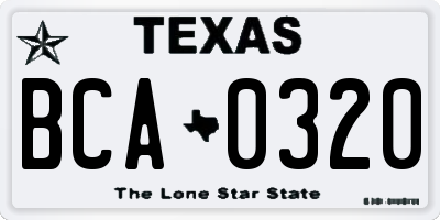 TX license plate BCA0320