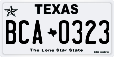 TX license plate BCA0323