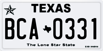 TX license plate BCA0331