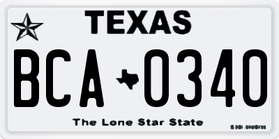 TX license plate BCA0340