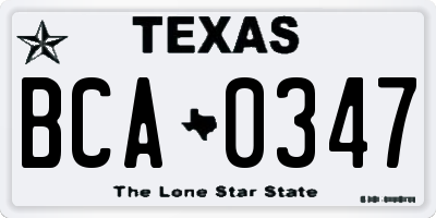 TX license plate BCA0347