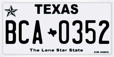 TX license plate BCA0352