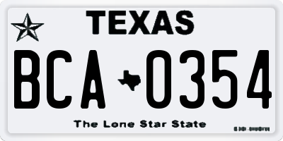 TX license plate BCA0354
