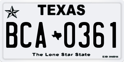 TX license plate BCA0361