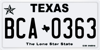 TX license plate BCA0363