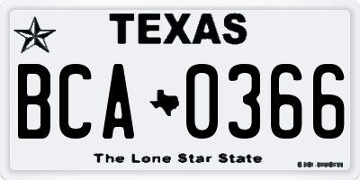 TX license plate BCA0366