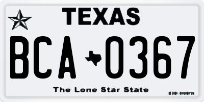 TX license plate BCA0367