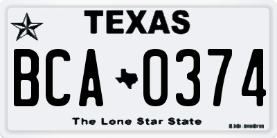 TX license plate BCA0374