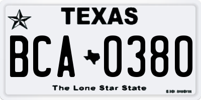 TX license plate BCA0380