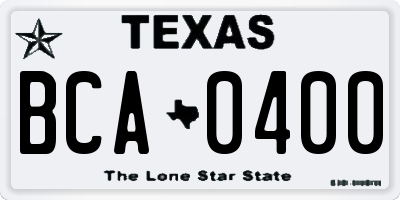 TX license plate BCA0400