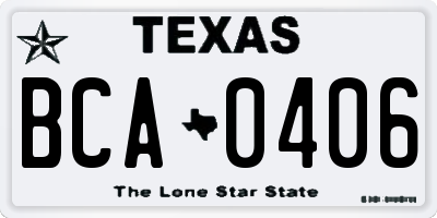 TX license plate BCA0406
