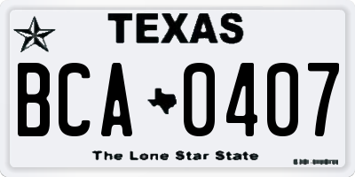 TX license plate BCA0407