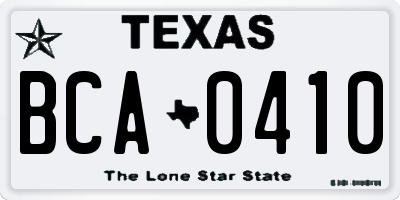 TX license plate BCA0410