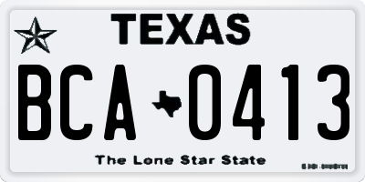 TX license plate BCA0413