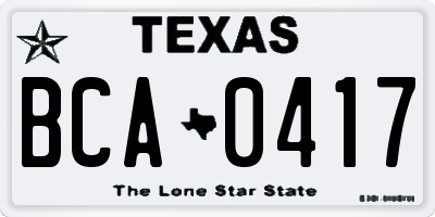 TX license plate BCA0417
