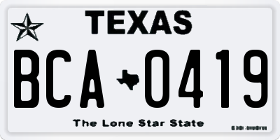 TX license plate BCA0419