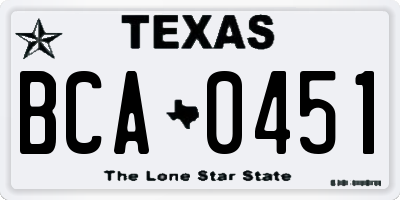 TX license plate BCA0451