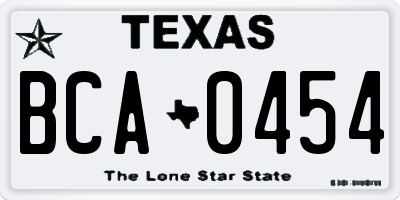 TX license plate BCA0454