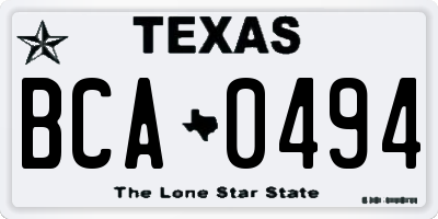 TX license plate BCA0494