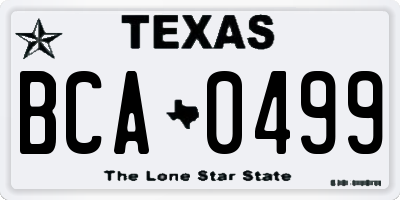 TX license plate BCA0499