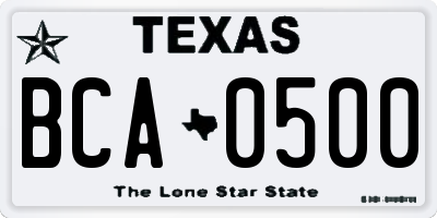 TX license plate BCA0500