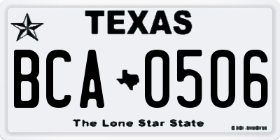 TX license plate BCA0506