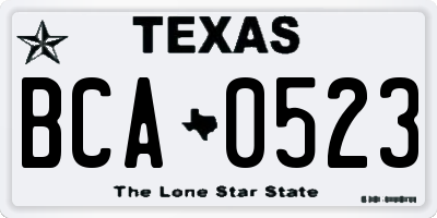 TX license plate BCA0523