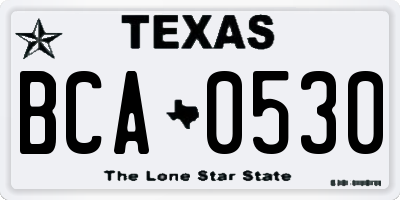 TX license plate BCA0530
