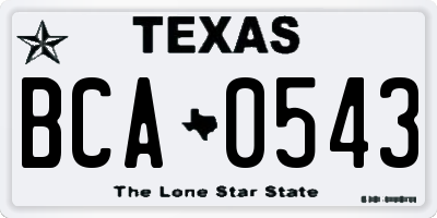 TX license plate BCA0543
