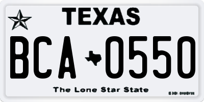 TX license plate BCA0550