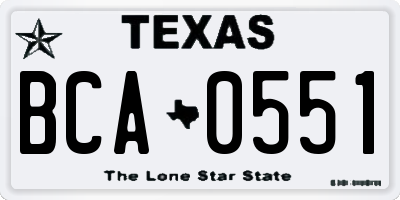 TX license plate BCA0551