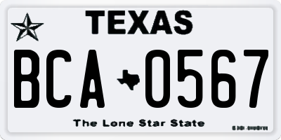 TX license plate BCA0567