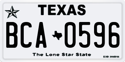 TX license plate BCA0596