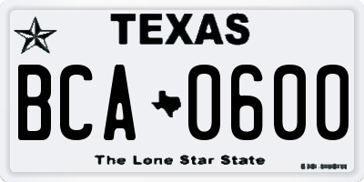 TX license plate BCA0600